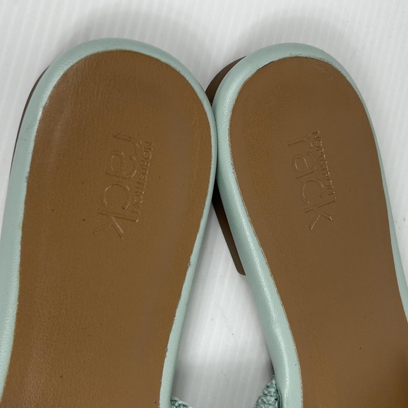 Nordstrom Size 7.5 Mint Green Knotted Slide Beachy Flat Sandals Womens - Picture 9 of 9